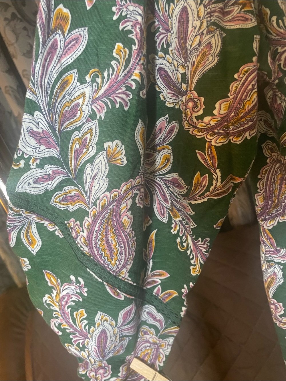 Green Paisley Maxi Dress with Lilac Accents - Picture 5 of 14